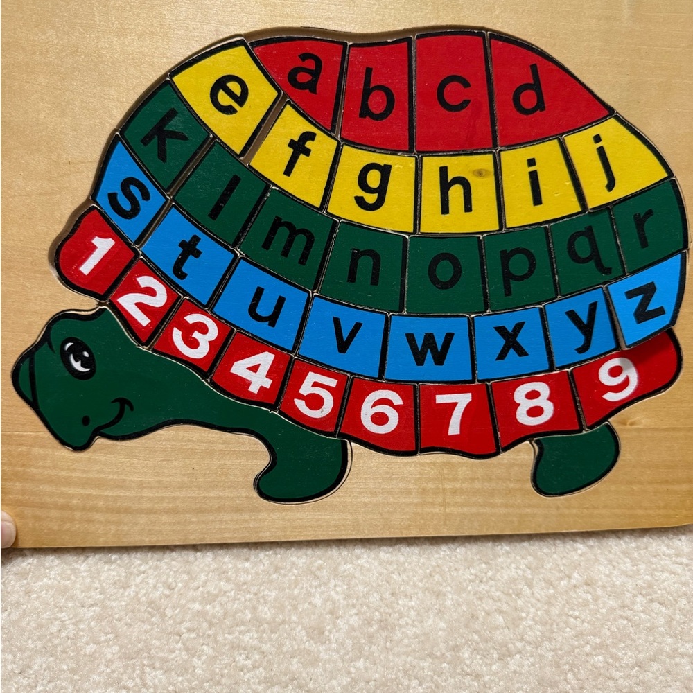 Colorful Alphabet & Number Turtle Puzzle Vintage